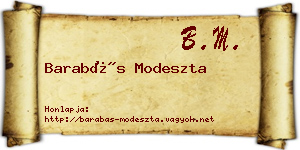 Barabás Modeszta névjegykártya